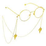 Gold-colored metal non-slip chain, with pendant five-star, for glasses and masks GL736