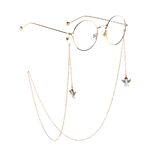Gold-colored metal non-slip chain, with pendant angel and rhinestone, for glasses and masks GL811