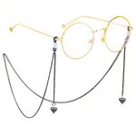 Black-colored metal non-slip chain, with pendant diamond, for glasses and masks GL369
