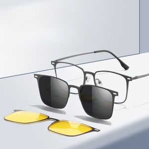 Metal Blue Ray Cut protection frame + 2 magnet sunshade clip-ons 7600-GT