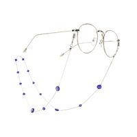 Silver-colored metal non-slip chain, with blue eye beads, for glasses and masks GA053