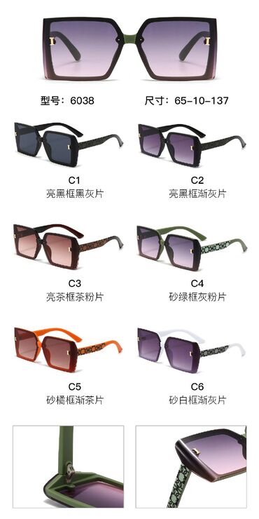 PC plastic sunglasses with metal hinge 6038W