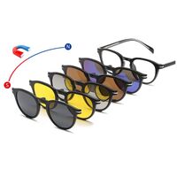 TR90 plastic frame with spring hinges + 5 polarized sun protection magnet clip-on set El Dorado EL1203