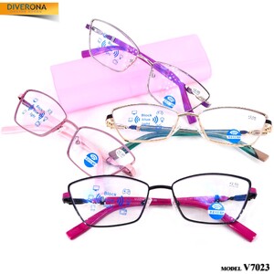 Women's metal eyeglasses with flex hinges Vizzini V7023 W21030-31 BLOCK BLUE LIGHT dioptries to -8.00