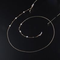 Gold-colored metal non-slip chain, with pearl and beads, for glasses and masks GL947