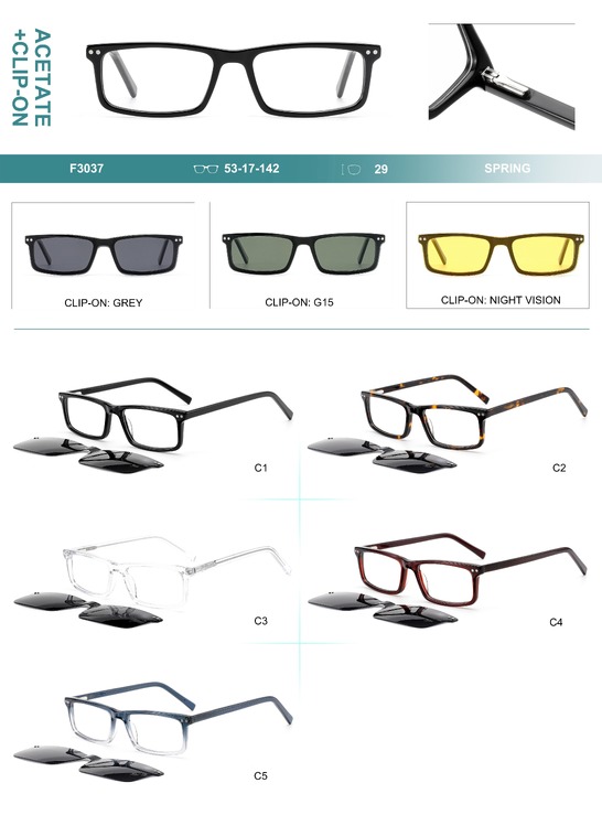 Оправа пластиковая из материала ацетат, с флексом + насадка солнцезащитная (клипон) Big City F3037S