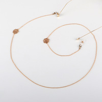 Gold-colored metal non-slip chain, with rose, for glasses and masks GL665