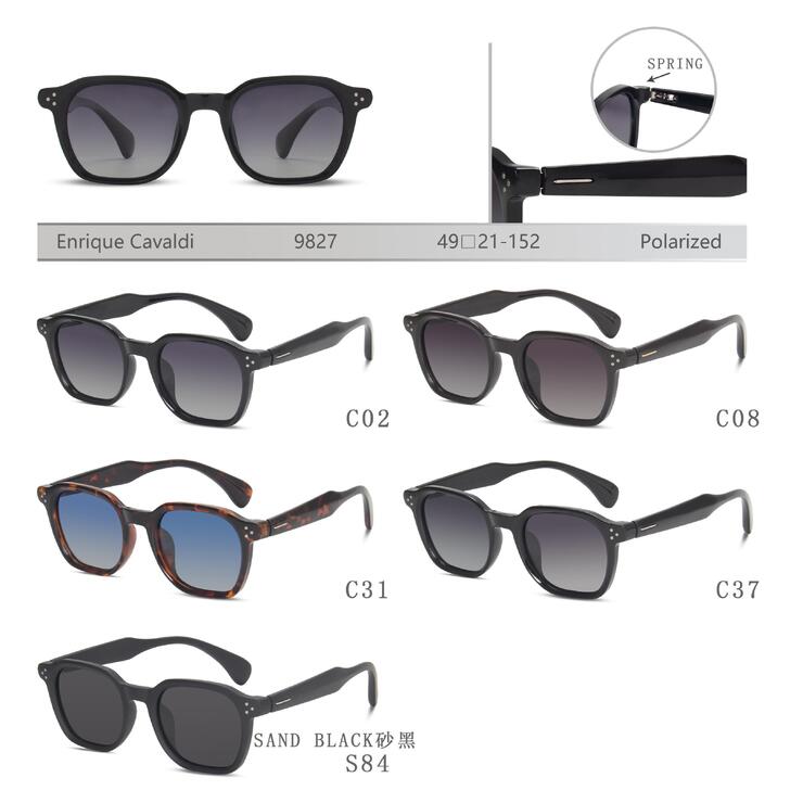 Polarized plastic sunglasses with spring hinges Enrique Cavaldi EC9827