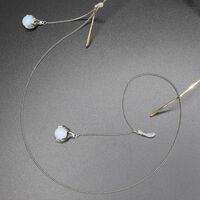 Metal non-slip silver chain, with opal pendant, for glasses and masks GS022