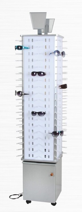 Вместительная стойка для оков на 160 оправ без замка с тумбой-накопителем HD717