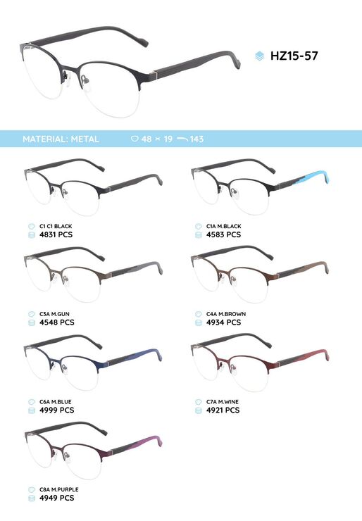 Metal frame with temples made of TR-90 material HZ15-57