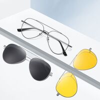 Metal Blue Ray Cut protection frame + 2 magnet sunshade clip-ons 7603-GT