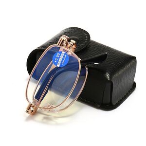 Folding metal reading glasses ZD08 with/without Blue ray cut protection with case, diopters from +1.00 to +4.00, RMC=62-64