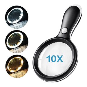 Magnifier with universal backlight, magnifying glass with handle 3395-XX, diameter: 88 mm, magnification: 10X