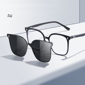 Metal Blue Ray Cut protection frame with spring hinges + magnet sunshade clip-on 7021-GT