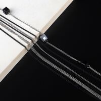 Metal non-slip silver black multi-layer chain, with crystal, for glasses and masks GL962