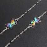 Silver-colored metal non-slip chain, with colorful butterfly, for glasses and masks GL392