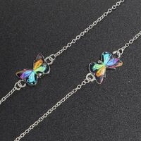 Silver-colored metal non-slip chain, with colorful butterfly, for glasses and masks GL392