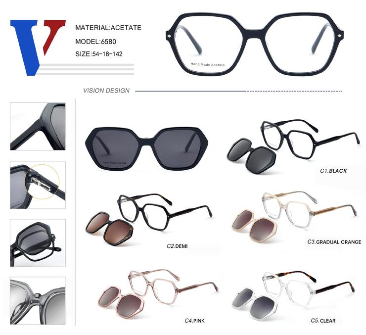 Оправа пластиковая из ацетата с флексом + поляризационная насадка 6580-DA