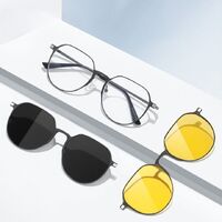 Metal frame for glasses + magnet sunshade clip-on 7023-GT