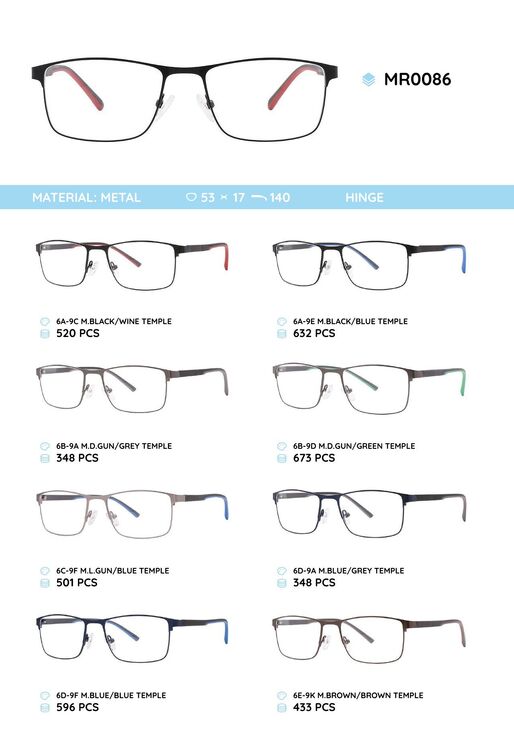 Металлическая оправа с дужками из материала TR-90 MR0086