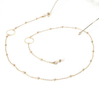 Gold-colored metal non-slip chain, with beads and geometric, for glasses and masks GL1024-1