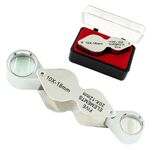 Folding magnifier with two lenses 1154-双镜头-XX, diameter: 18 mm, 12 mm. Magnification: 10X, 20X