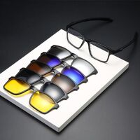 TR90/PC plastic frame + 5 polarized sun protection magnet clip-on set + leather bag El Dorado EL2505A