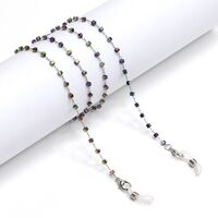 Metal non-slip chain silver, with colorful square crystal, for glasses and masks GS041