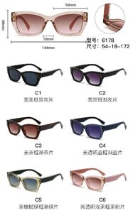 PC plastic sunglasses with metal hinge 6178W