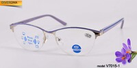 Готовые очки с линзами Blu Block женские металлические с флексами Vizzini V7015-1 диоптрии до+4.50 / -4,00