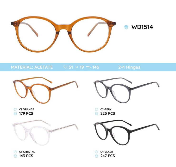 Plastic acetate eyeglasses frame WD1514