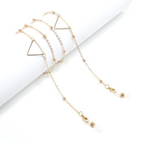 Gold-colored metal non-slip chain, with beads and geometric, for glasses and masks GL1024-1