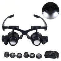 Magnifier-glasses with backlight for small parts working with replaceable attachments 9892GJ, magnification: 10X, 15X, 20X, 25X