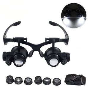Magnifier-glasses with backlight for small parts working with replaceable attachments 9892GJ, magnification: 10X, 15X, 20X, 25X