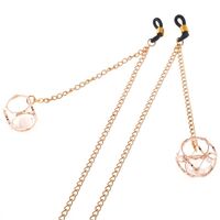 Gold-colored metal non-slip chain, with hollow rhinestone pendant, for glasses and masks GL027