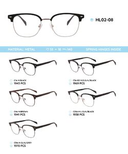 Металлическая оправа с дужками из материала TR-90 со встроенным флексом HL02-08