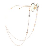 Gold-colored metal non-slip chain, with hollow leaves and pearl, for glasses and masks GL948