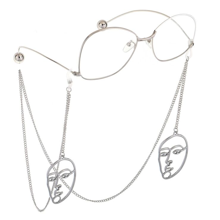 Metal non-slip chain, with pendant cross with mask, for glasses and masks GL732