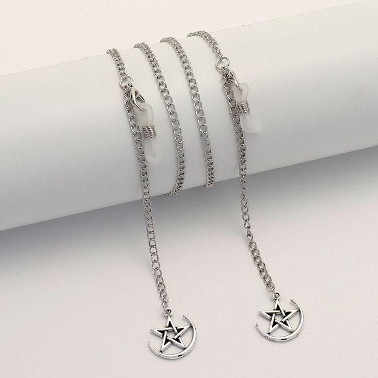 Металлическая нескользящая цепочка серебряного цвета, с подвеской в виде звезды, для очков и масок GL1873