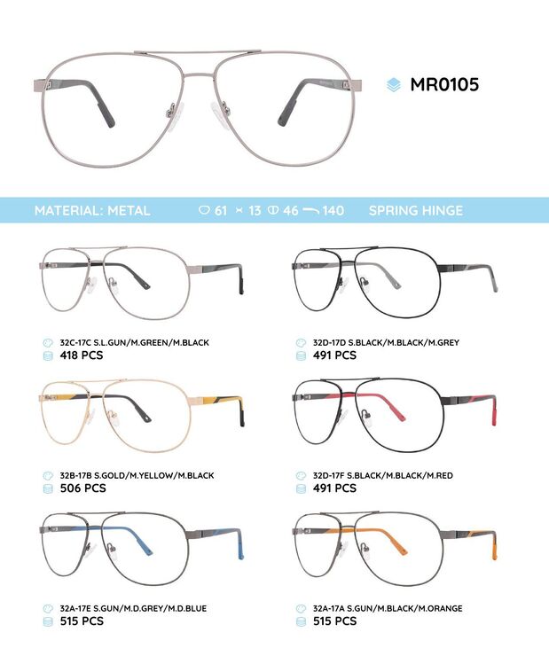 Металлическая оправа с дужками из пластика TR-90 MR0105