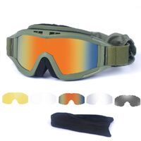 Safety shockproof tactical fog-proof with sponge goggles, set with 3 and 5 lens, 蝗虫大集合-DX