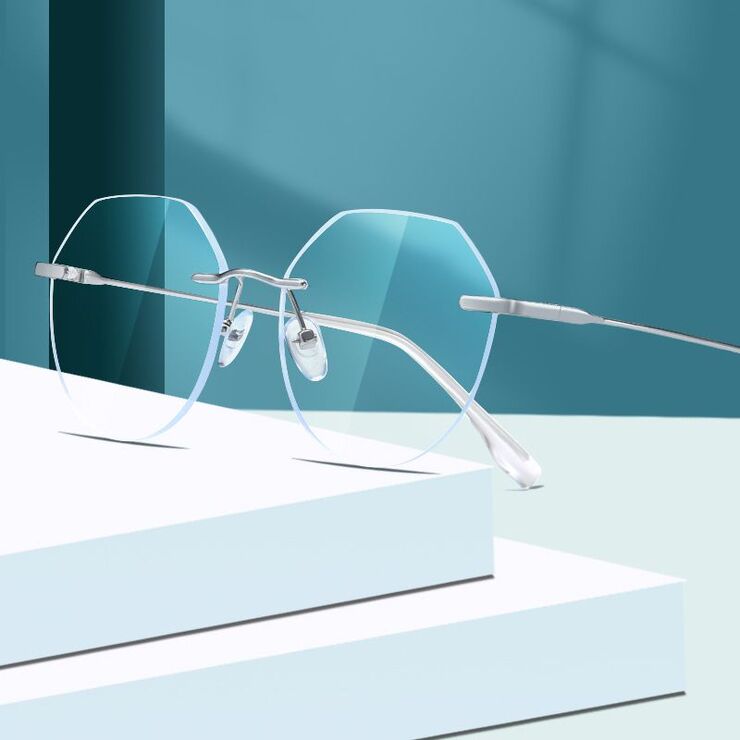 Металлические очки с защитой Blue Ray Cut KY5102半多边