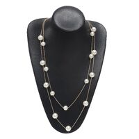 Metal non-slip chain, with black and white pearl, for glasses and masks GL441