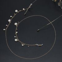 Металлическая нескользящая цепочка золотого цвета, с жемчугом и стразами, для очков и масок GL716