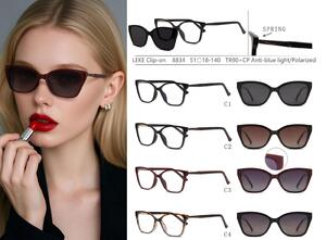 Оправа для очков пластиковая TR90+CP с защитой от синего света, с флексом + поляризационная солнцезащитная насадка (клипон) Leke LK8834