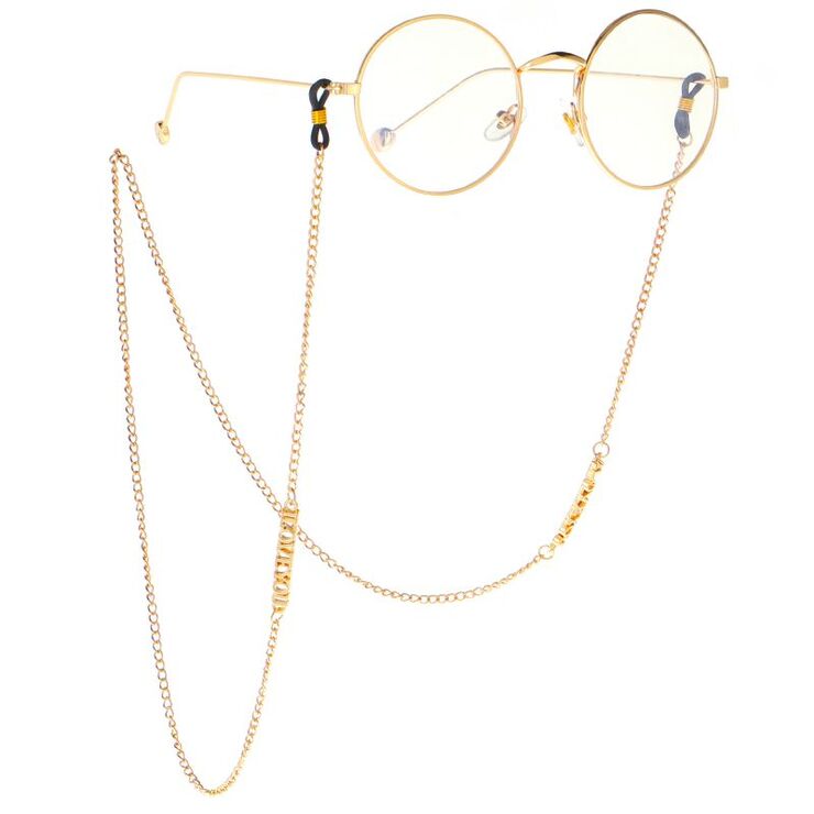 Gold-colored metal non-slip chain, with the text 