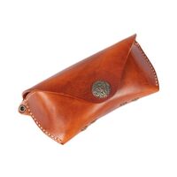 Genuine leather button glasses case BR5216