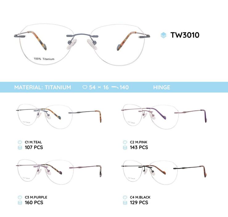 Rimless titanium metal frame TW3010
