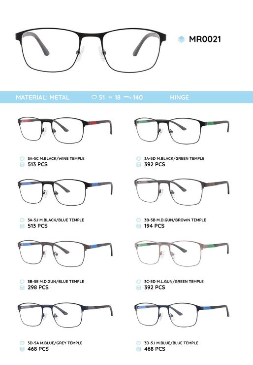 Metal frame with temples made of TR-90 material MR0021